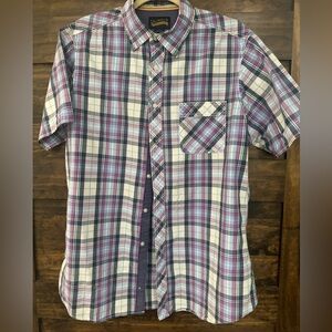 Daniel Cremieux Purple and White Plaid Casual Button Down Shirt Size L